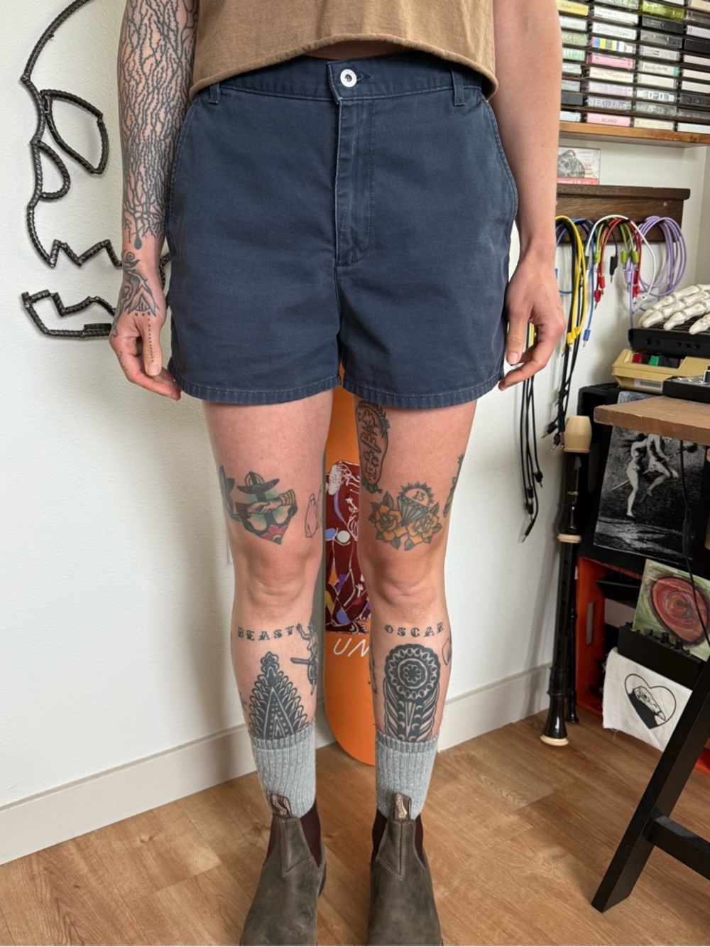 Vintage 90s 2000s Calvin Klein Navy Blue Chino Shorts ~ Size Medium / 28" / 9